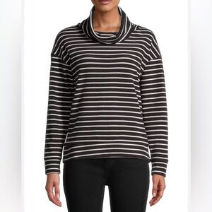 Loft Lounge Dolman Sleeve Striped Cowl Neck Top Gray Size XS